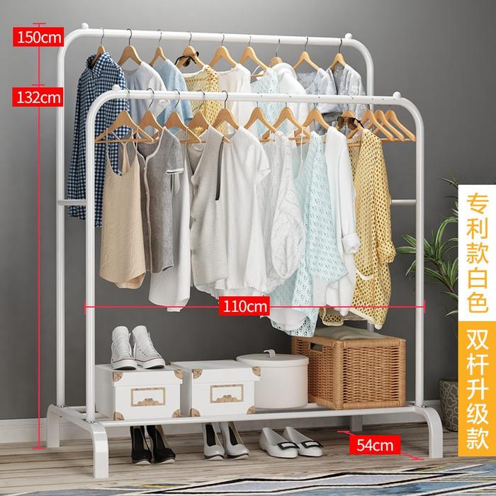 Gambar Rak Jemuran Baju Rak Gantungan Baju Besi Stainlees Stand Hanger Butik - 102Double Putih dari Barqah shop undefined Tokopedia