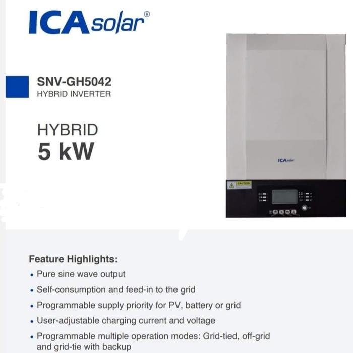 Hybrid ICAsolar Bidirectional Ongrid Offgrid 48V 5000W Can Paralel 1-3 Phase Power - GH5042