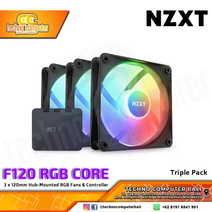 Gambar FAN CASING NZXT F120 RGB CORE - 120mm Triple RGB Fan with Controller - Hitam dari Techno Computer Bali undefined Tokopedia
