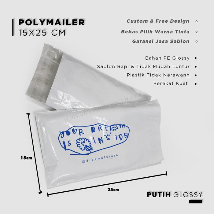 Gambar Plastik packing sablon 15x25 cetak custom polymailer free design logo - PUTIH , POLOS dari Wijaya.adv undefined 5 Tokopedia