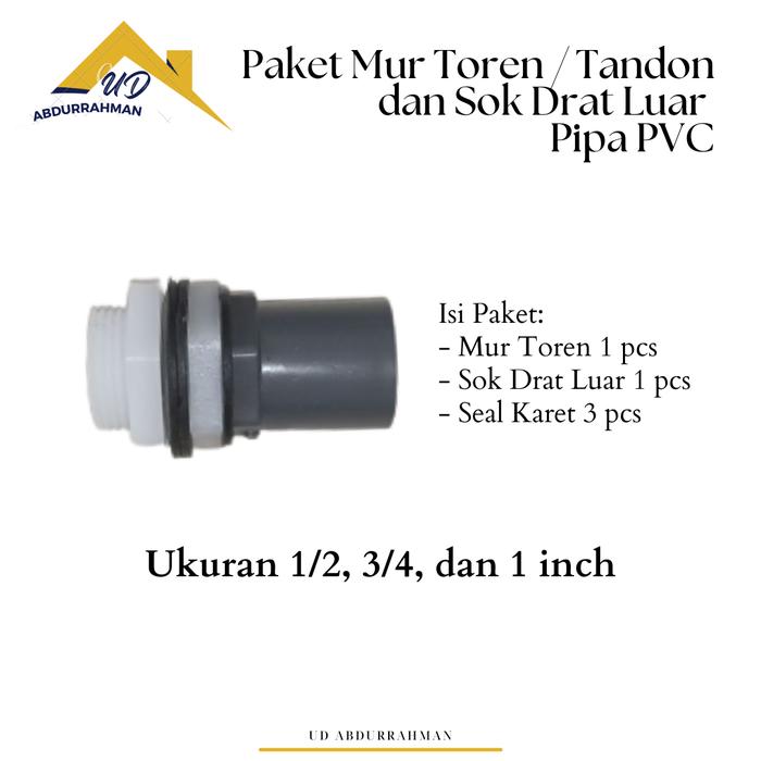 Gambar Paket Mur Toren / Tandon dan Sok Drat Luar Pipa PVC SDL Socket - 1/2 inch dari UD Abdurrahman undefined Tokopedia