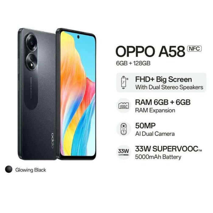 Gambar Oppo A58 6/128 Garansi Resmi - Hitam dari BRANDON undefined Tokopedia