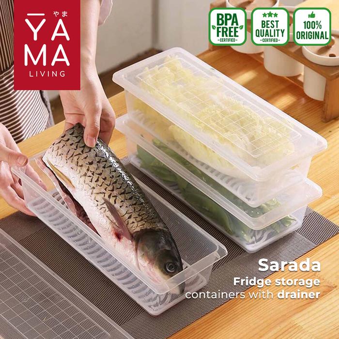 Gambar YAMA SARADA Kontainer Kulkas Makanan dengan Saringan Food Storage Box dari Yama Living undefined Tokopedia