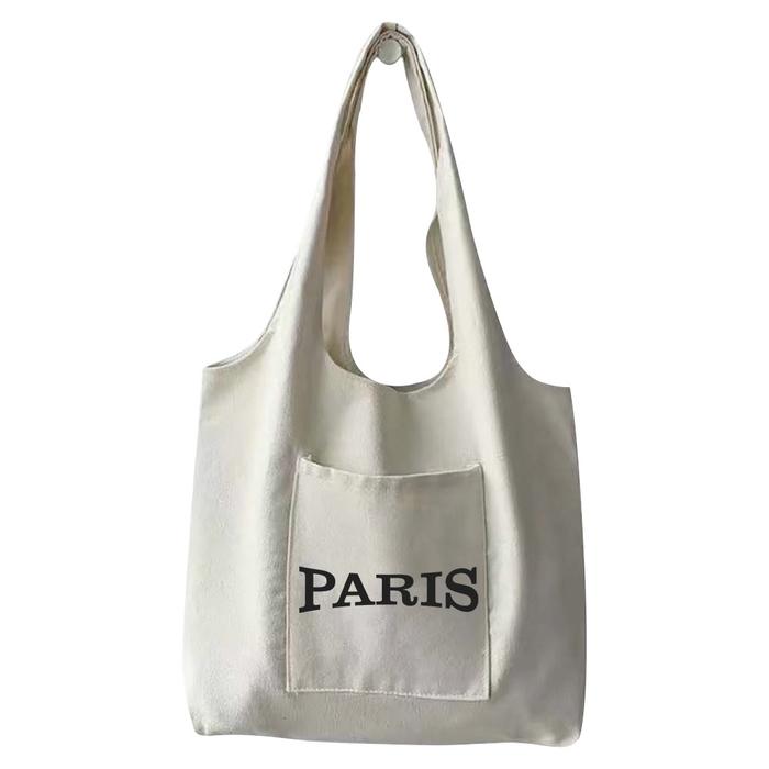 Gambar TOTEBAG ORIGINAL VINTAGE BIG / Tote Bag Besar Original Vintage - PARIS-Putih dari azvaa collections undefined Tokopedia