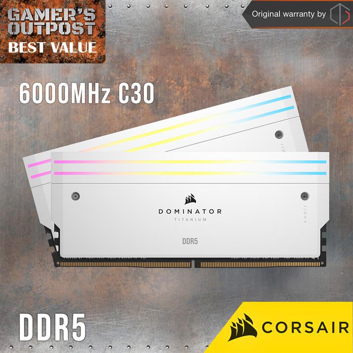 Gambar CORSAIR DOMINATOR TITANIUM RGB 32GB (2x16GB) DDR5 DRAM 6000MHz C30 - Putih dari Gamer's Outpost undefined Tokopedia
