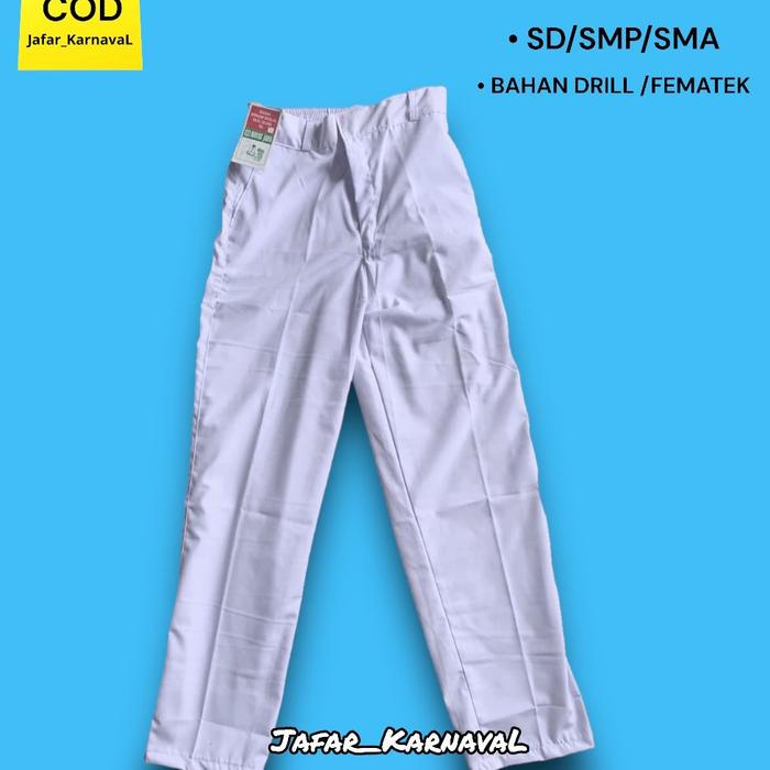 Gambar celana putih sekolah MI MTS SMP SMA celana panjang putih SMP SMA SMK Seragam Hitam - CELANA PUTIH SMP/SMA, 27 dari Jafar karnaval undefined Tokopedia