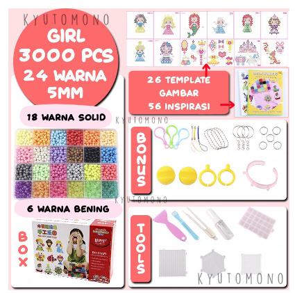 Gambar TERMURAH Kyutobeads Magic Aqua Beads Kit Kyutomono Jessie 5mm -  3000 Box GIRL  dari TOKO ROZAKIW KIW undefined Tokopedia