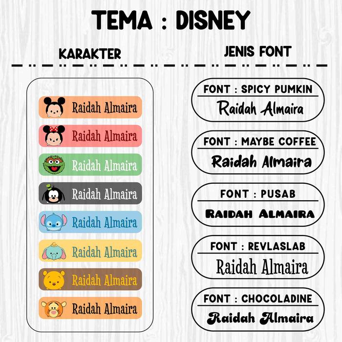 Gambar Stiker Label Nama Custom Ukuran Besar isi 32 pcs Label Botol Minum - BESAR - Disney, Revlas Lab dari IBEX PRINTING undefined Tokopedia