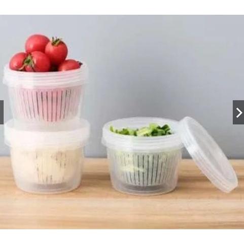 Gambar Wadah Kotak Tempat Penyimpanan Bawang Cabai Buah Dengan Saringan 6in1 - Bulat dari Barqah shop undefined Tokopedia