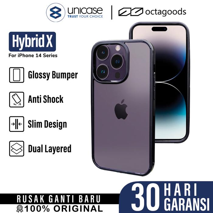 Gambar Case iPhone 14 Pro Max Plus OctaGoods Hybrid X Bumper PC Clear Casing - Black, 14 Pro dari UniTAG surabaya undefined Tokopedia