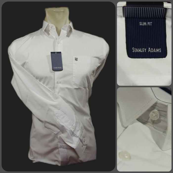 Gambar Kemeja Formal Pria Alisan Slimfit Lengan Panjang Putih Polos - Stanley Adams, 15/S dari WD & Co. undefined Tokopedia