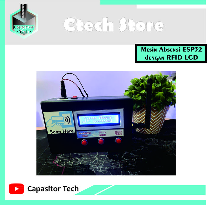 Gambar Mesin Absensi Dengan Menggunakan ESP32 dan RFID Disimpan Di Localhost - LCD, Dengan Adaptor dari c-tech store_NEW undefined Tokopedia