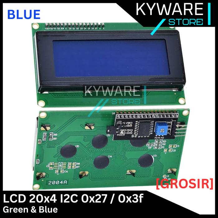 Jual LCD 20x4 I2C Module Blue Green Interface 2004 Biru Hijau 20x04 ...
