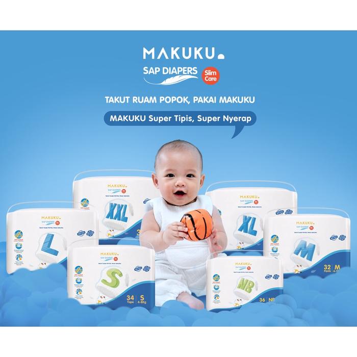 PNB246 MAKUKU AIR DIAPERS POPOK BAYI SEKALI PAKAI DIAPER SLIM|COMFORT sl  care pantL30 - Main Image