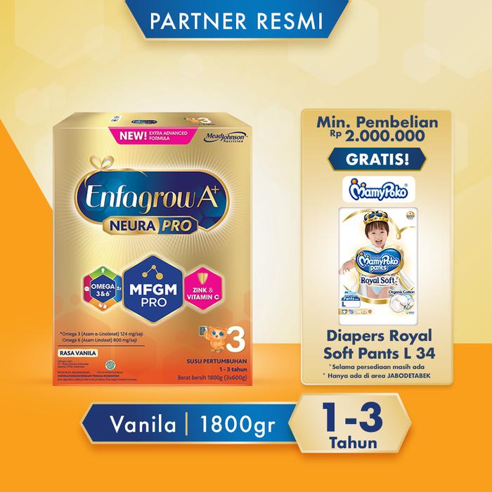 Gambar Enfagrow A+3 Vanilla 1800 Gram (1-3 Tahun) dari Babys Club undefined Tokopedia