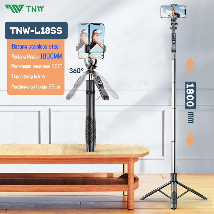 Gambar TNW L18 Selfie Stick Bluetooth 1.8M Tongsis Tripod 180CM for HP Kamera - L18SS dari TNW Tech undefined Tokopedia
