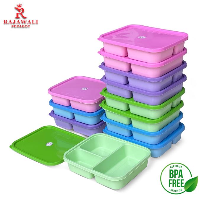 Gambar Kotak Tempat Makan 3Sekat Lunch Box Plastik Anti Tumpah BPA Free dari Rajawali Perabot undefined Tokopedia