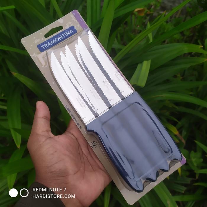 Gambar Pisau Steak 5 inch Tramontina Set 12 pcs 23360/905 Ipanema Black Asli - Biru dari Hardistore Superpisau undefined Tokopedia