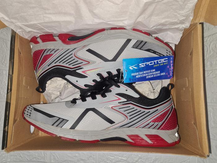 Gambar SPOTEC Sepatu Running Lari Revo Abu-Abu Muda - Merah dari HCtokopedia undefined Tokopedia