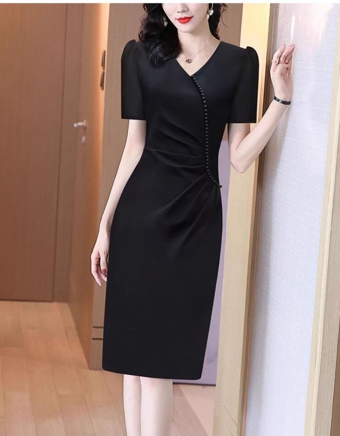 Jual Gaun Pesta D23040 Hitam Lengan Pendek V Neck Party Dress - XXXL - Kota Medan - Christiantungofficial | Tokopedia Jual Gaun Pesta D23040 Hitam Lengan Pendek V Neck Party Dress - XXXL - Kota Medan - Christiantungofficial | Tokopedia