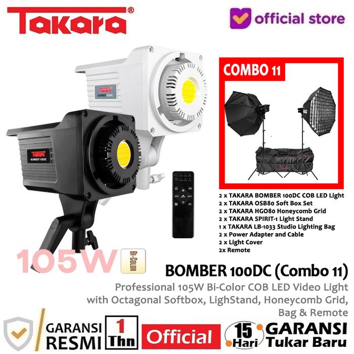 Gambar Takara BOMBER 100DC Professional Bi-Color 105W COB LED Video Light - COMBO 11, Hitam dari Takara Indonesia Kota Tangerang Tokopedia