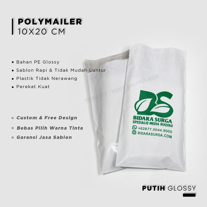 Gambar Kantong plastik packing custom 10x20 cetak polymailer premium - PUTIH, POLOS dari Wijaya.adv undefined Tokopedia
