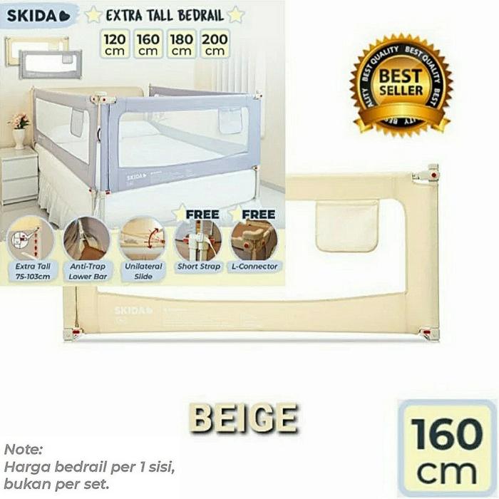 Gambar Skida Extra Tall Slide Down Bedrail-Pagar Pengaman Ranjang - Beige 160cm dari Baby Lovers Storee undefined Tokopedia
