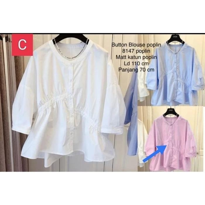 Gambar KULAVI BLOUSE WANITA ASIMETRIS KATUN / ATASAN KOREA KEMEJA WANITA - Merah Muda dari KOKOMADI undefined Tokopedia