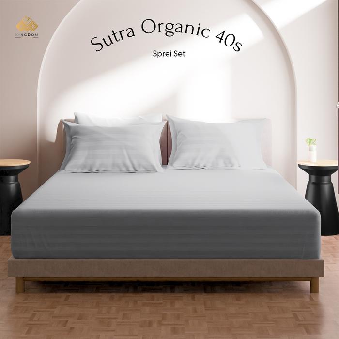 Gambar Sprei Sutra Organic 40s 120/160/180x200 T30 Motif Salur Not Bedcover - Griss, 90x200x30 dari Kingdom Textile Official undefined Tokopedia