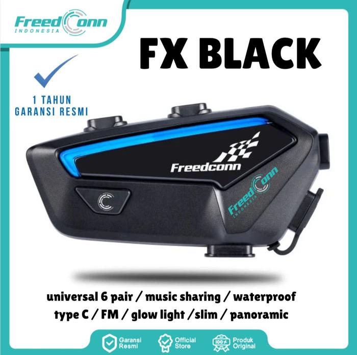 Gambar INTERCOM FREEDCONN FX BLACK BLUETOOTH HELM MUSIC SHARING ORIGINAL dari freedconnindonesia undefined Tokopedia
