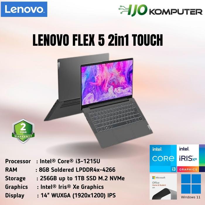 Jual LENOVO FLEX 2in1 TOUCH i3 1215U 8GB 512GB SSD IrisXe WIN11