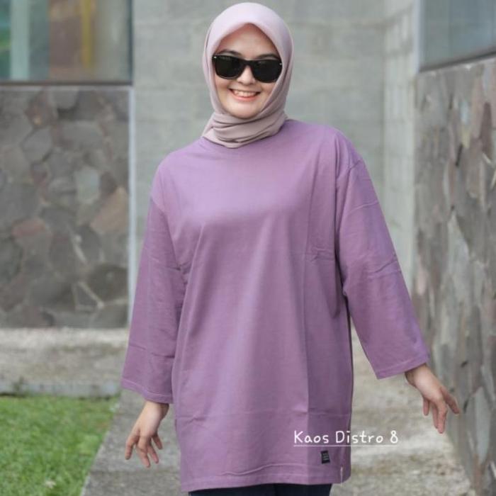 Gambar BAYAR DITEMPAT - Ter Kaos Oversize Wanita Atasan Lengan 7/8 Atasan - Dusty Purple, M dari nelaverisa undefined Tokopedia