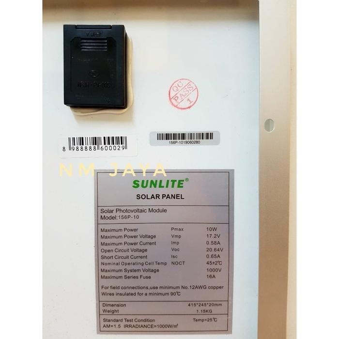 Gambar Paket Hemat Solar Panel 10WP 10 W, Solar Controller 10A & Kabel 2 Mtr - Sunlite dari Nm Jaya The undefined Tokopedia