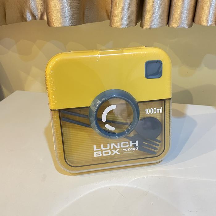 Gambar Yakada Lunch Box Kamera / Camera Persegi 1000 ml microwave Kotak Makan - Kuning dari d3sshop undefined Tokopedia