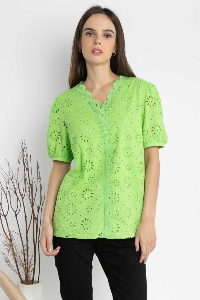 Gambar *Ready Stok* SISTER'S - Atasan Katun Kombi Kaos C9114 (CAP) - Hijau Stabilo, M dari Sisters Fashion Group undefined Tokopedia