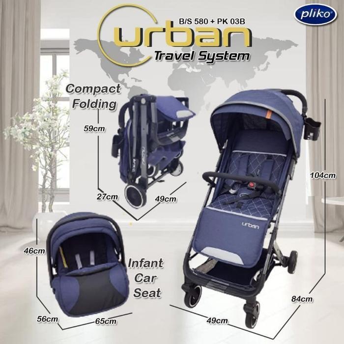 Gambar Stroller + Car Seat Pliko Urban Travel System Kereta Dorong Anak Bayi - Blue, PLASTIC WRAP dari Tembem Baby Mart undefined Tokopedia