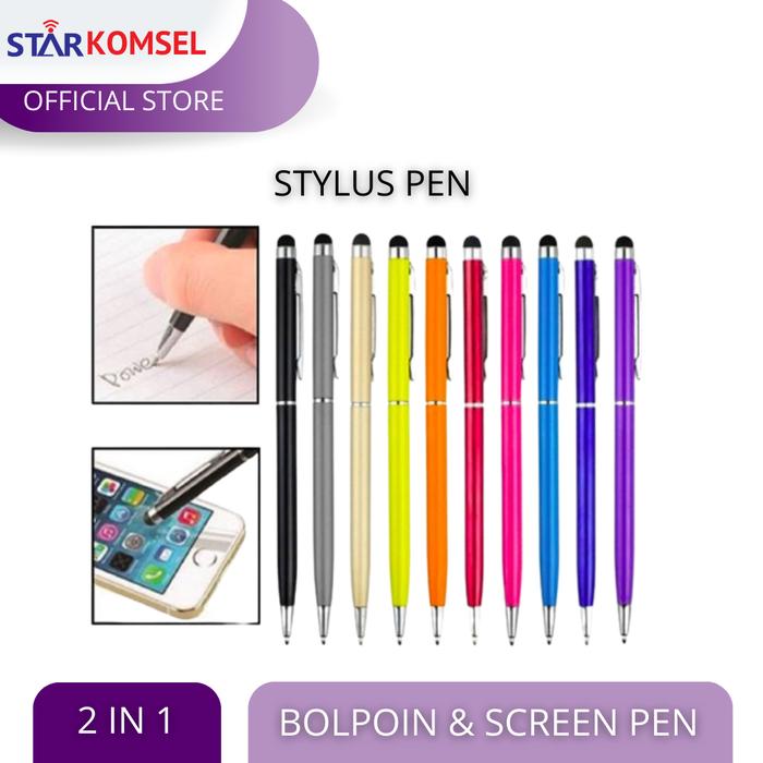 Gambar STYLUS PEN UNIVERSAL ANDROID IPHONE IPAD 2 IN 1 BOLPOIN STYLUS PEN - Hitam dari Star Komsel Store undefined Tokopedia