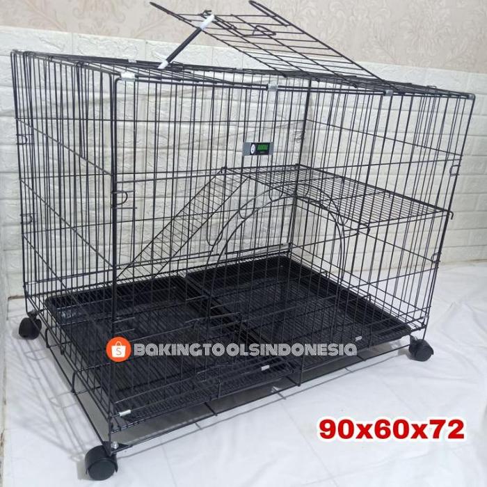 Gambar TERMURAH KANDANG KUCING MURAH SIZE XXL 90X60X70 - Hitam + Roda dari TOKO TELUWOLU undefined Tokopedia