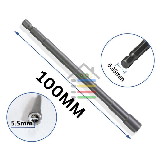 Gambar KUNCI SOCKET ROOFING MAGNETIC PANJANG 100 MM ADAPTOR KUNCI HEX SOCKET - 5.5X100MM dari PLAZAREMOTE undefined Tokopedia