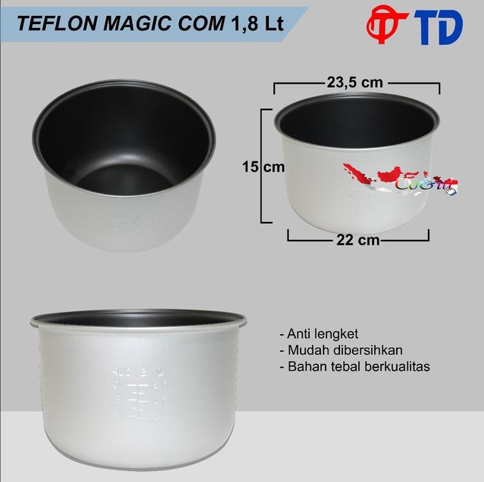 Gambar PANCI RICE COOKER 1.8L TEFLON MAGIC COM TEPLON 1,2L 1,8L Pendek&tinggi - Teflon1.8LTingi dari Co&id undefined Tokopedia