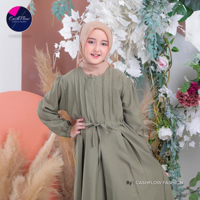 Gambar Baju Gamis Anak Perempuan Muslim Kekinian Usia Umur 5 6 8 9 10 Tahun - Army, 12 tahun dari Cashflow Fashion undefined Tokopedia