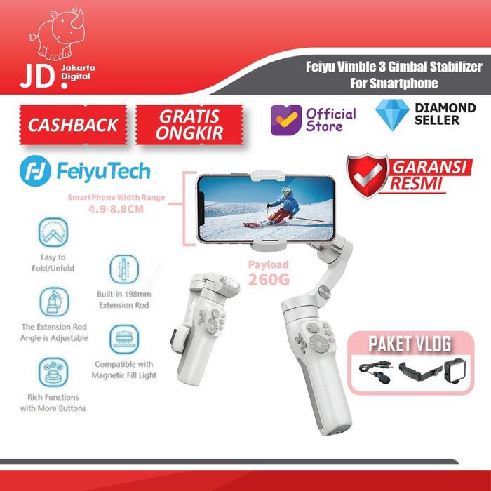 Gambar Feiyu Vimble 3 Gimbal Stabilizer For Smartphone - PAKET VLOG dari Jakarta Digital 8 undefined Tokopedia