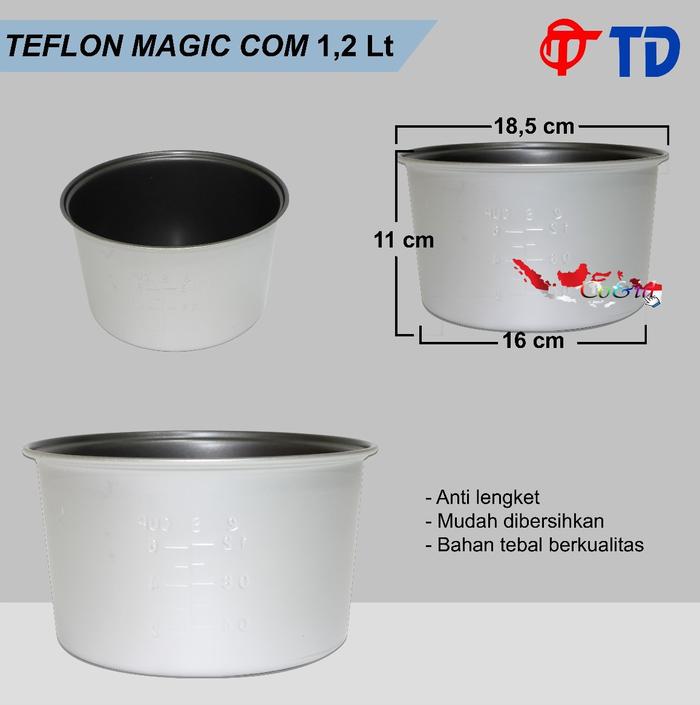 Gambar PANCI RICE COOKER 1.8L TEFLON MAGIC COM TEPLON 1,2L 1,8L Pendek&tinggi - Teflon 1.2L dari Co&id undefined Tokopedia