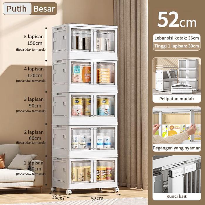 Gambar Lemari Penyimpanan Box Multi Perabotan Rumah Serbaguna Fleksibel - 52 CM, 3 Tingkat dari onehomeliving undefined Tokopedia