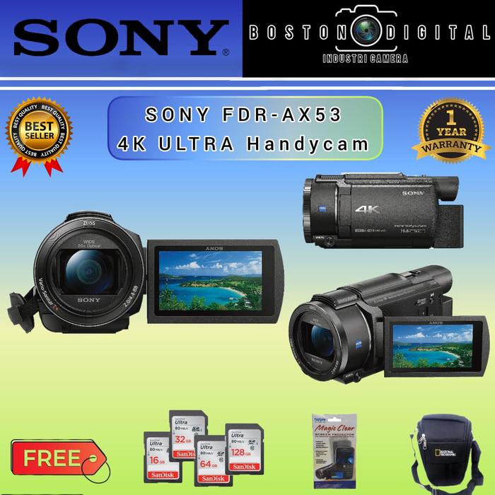 HANDYCAM SONY FDR AX53 4K ULTRA HD CAMCORDER HANDYCAM SONY FDR-AX53  AX53 4K ULTRA HD Lens HANDYCAM ONLY di Boston Digital Tokopedia - Main Image