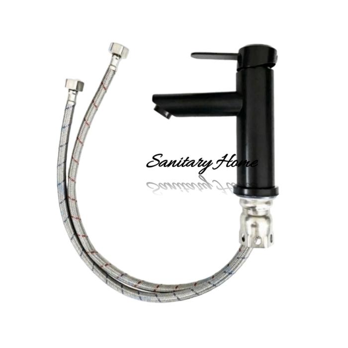 Gambar Kran Wastafel panas dingin stainless 304 keran wastafel short updown - Hitam dari SanitaryHome undefined Tokopedia