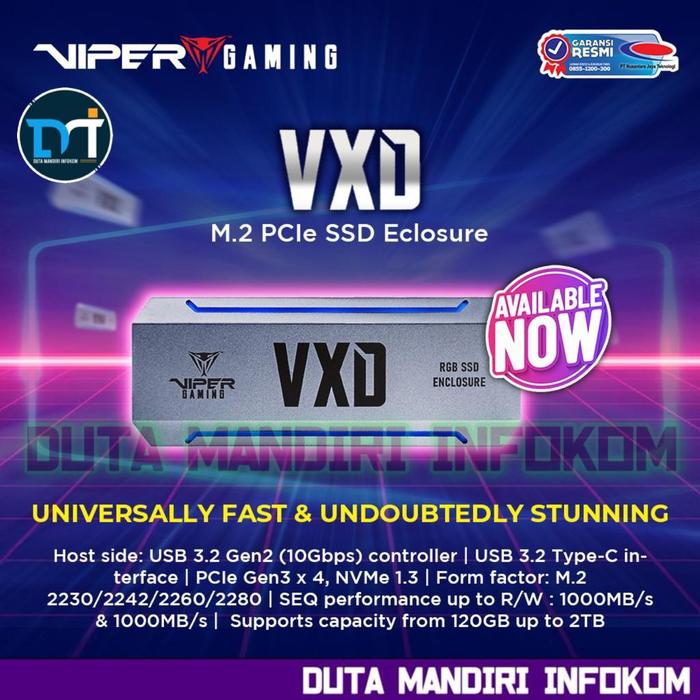 Jual Patriot Viper Gaming VXD M 2 NVMe PCIe RGB SSD Enclosure jual-patriot-viper-gaming-vxd-m-2-nvme-pcie-rgb-ssd-enclosure