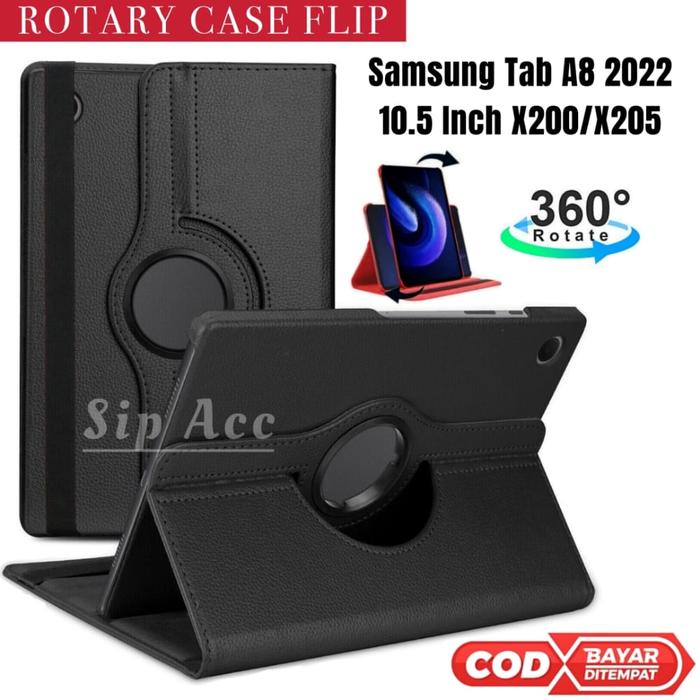 Gambar Case Samsung Tab A8 2022 / Galaxy Tab A8 10.5 X200 X205 Flip Cover - Rotary Hitam dari Sip Acc Kota Administrasi Jakarta Utara Tokopedia