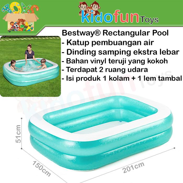 Gambar Kolam Renang Anak Bestway Rectangular Family Pool Jumbo 200 201 260 cm - 54005 201cm dari Kidofun Toys undefined 5 Tokopedia