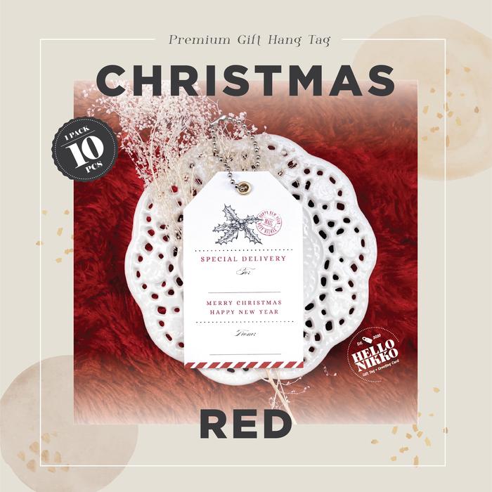 Gambar Gift Tag Christmas Card kartu ucapan natal delivery hampers RED - Merah dari Hellonikko undefined Tokopedia